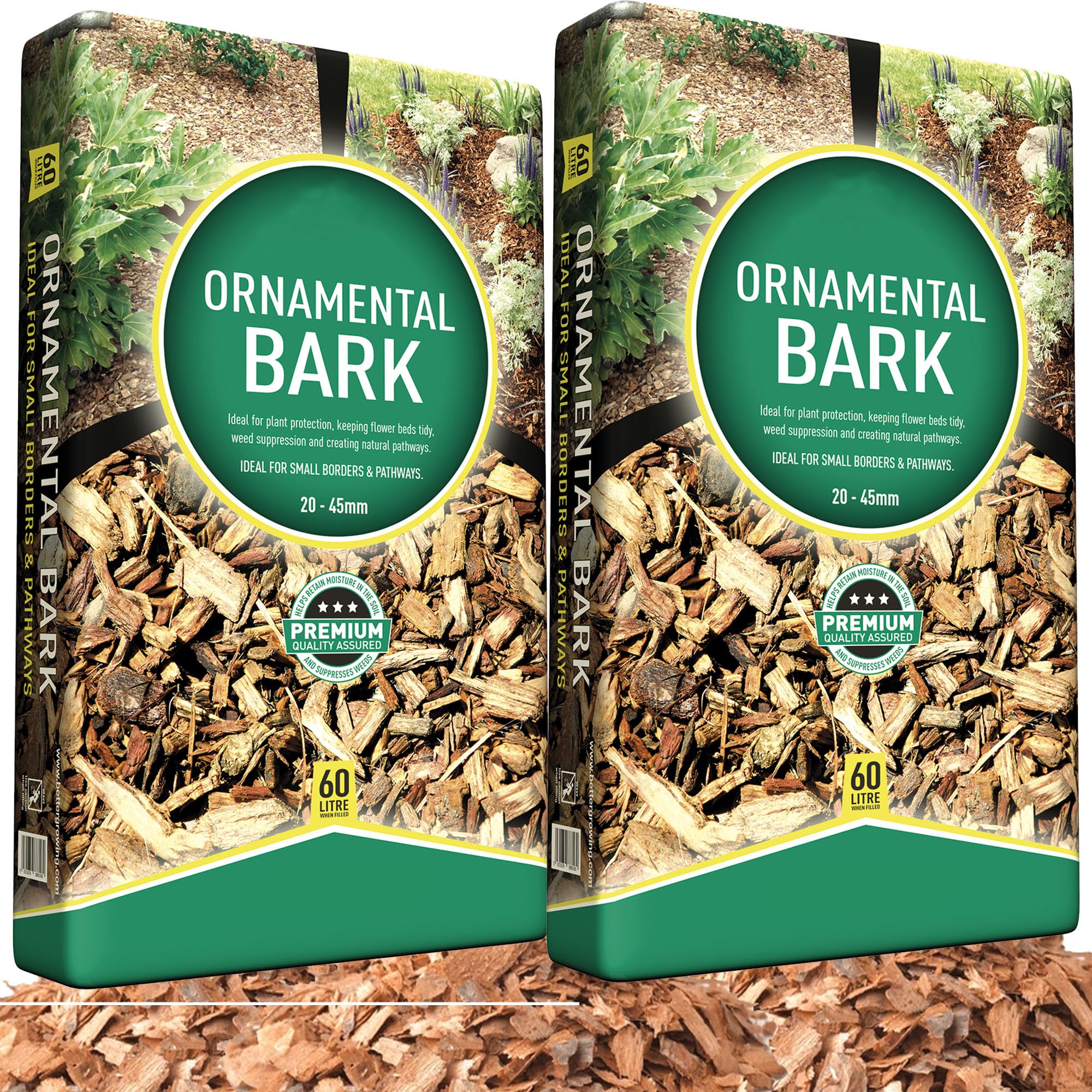 STORM TRADING GROUP Ornamental Bark Garden Decorative & Landscape Wood Chip Bark Spruce Wood Chippings For Top Dressing, Landscaping & Paths (1 Bag (60 Litre))