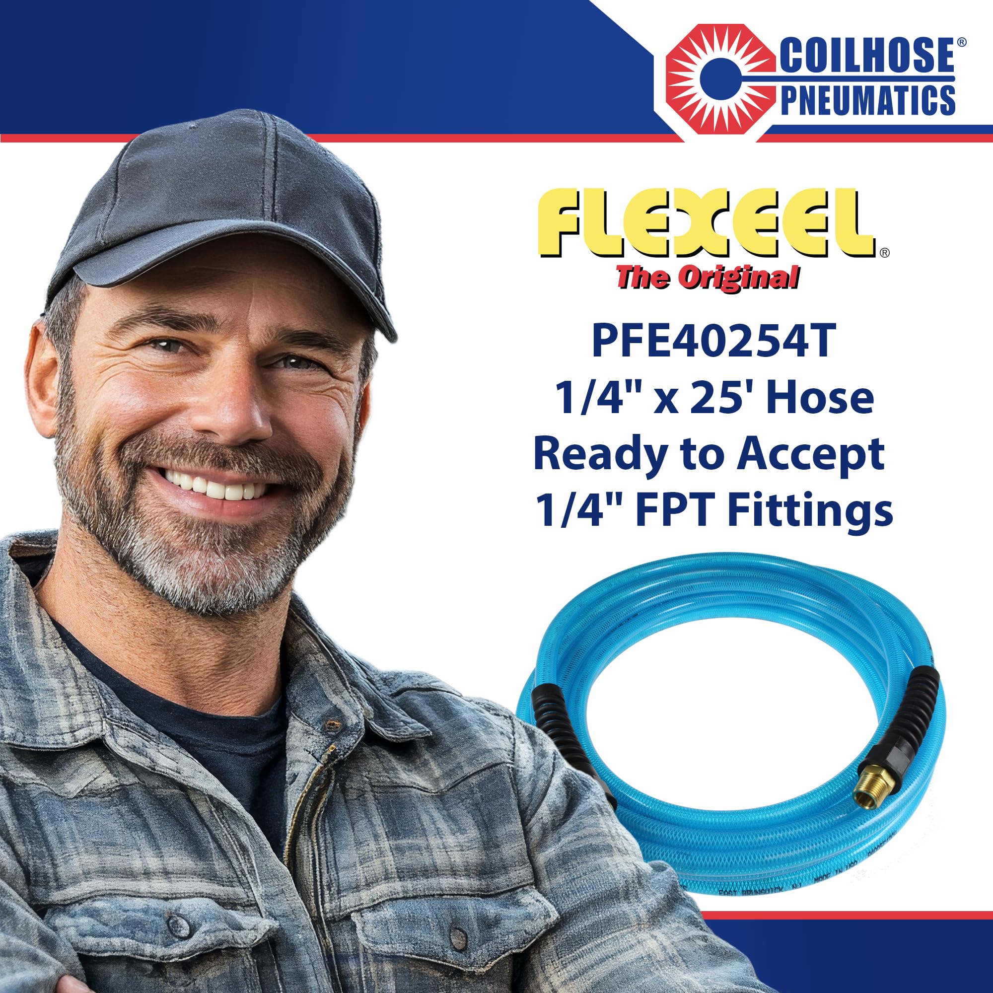Coilhose Pneumatics PFE40254T Flexeel - Manguera de aire reforzada de poliuretano