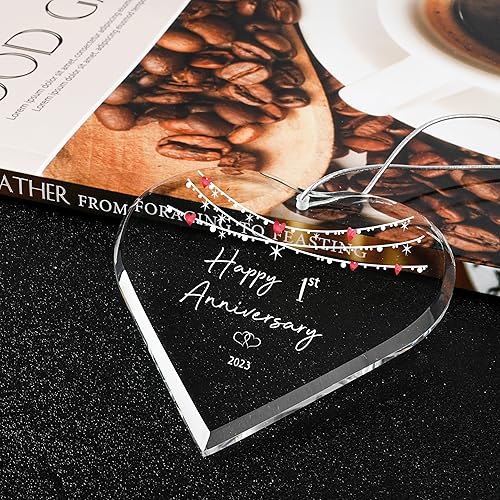 Miniatura 5 de ZUNON Decoración de boda de 1 año para pareja para pareja 2024, decoración de boda para esposa o marido, adorno de 3 pulgadas (1er aniversario)