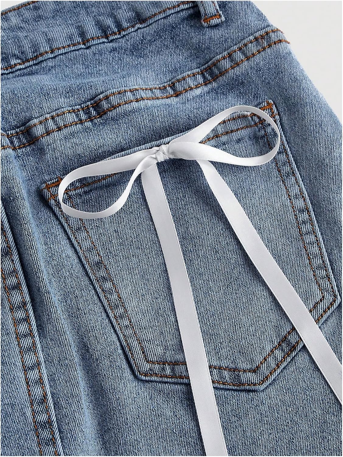 Milumia Women's Bow Knot High Waist Denim Skirt Bodycon Casual Jean Skirts - Image 4