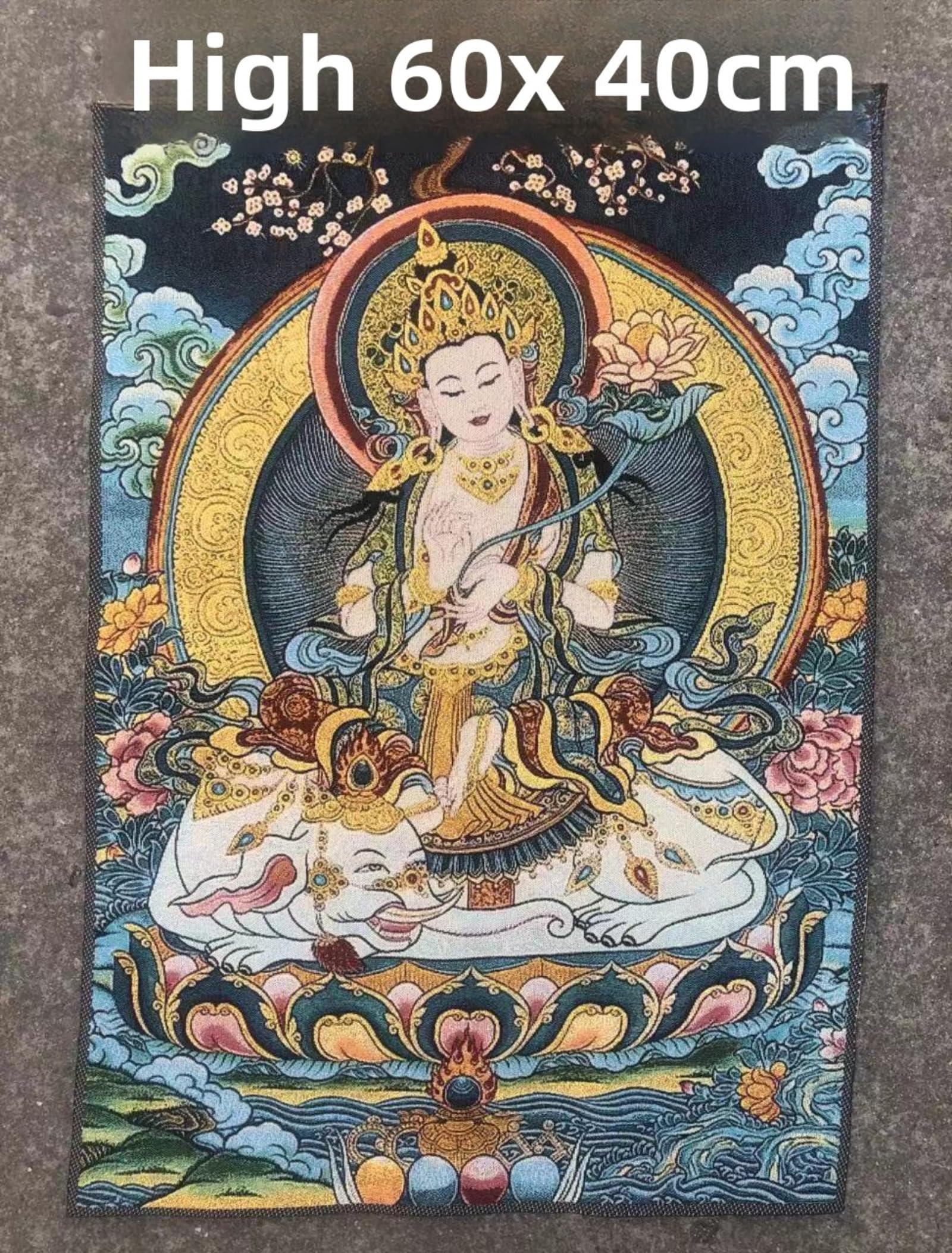 FENNYYAR Samantabhadra Thangka Ricamo Broccato, 60 cm 23,6 pollici, Ingresso Hall Tibetano Pittura Murale Decorativo