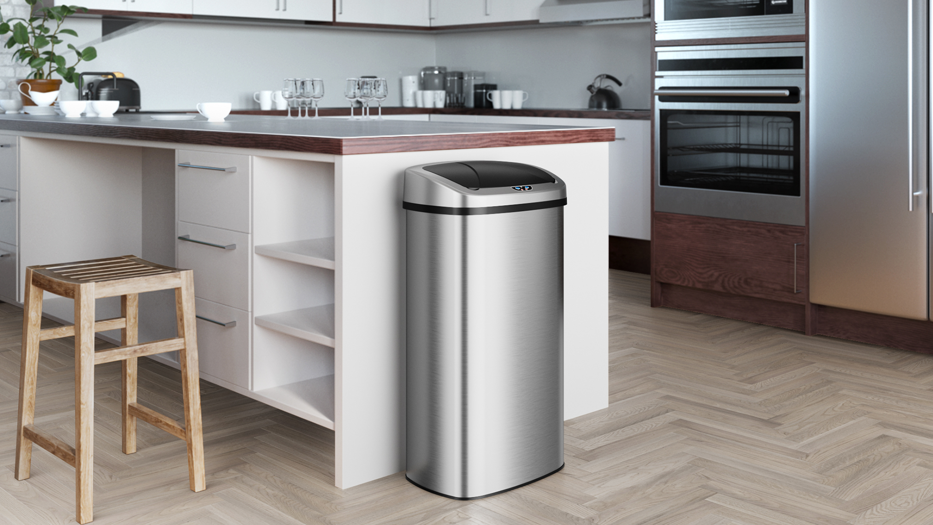 Image of iTouchless Patented 24 Gallon Motion Sensor Trash Can with AbsorbX Odor Filter, Extra-Large 91L Stainless Steel Commercial Kitchen Garbage Bin, Fits Standard XL Bags, Long Battery Life