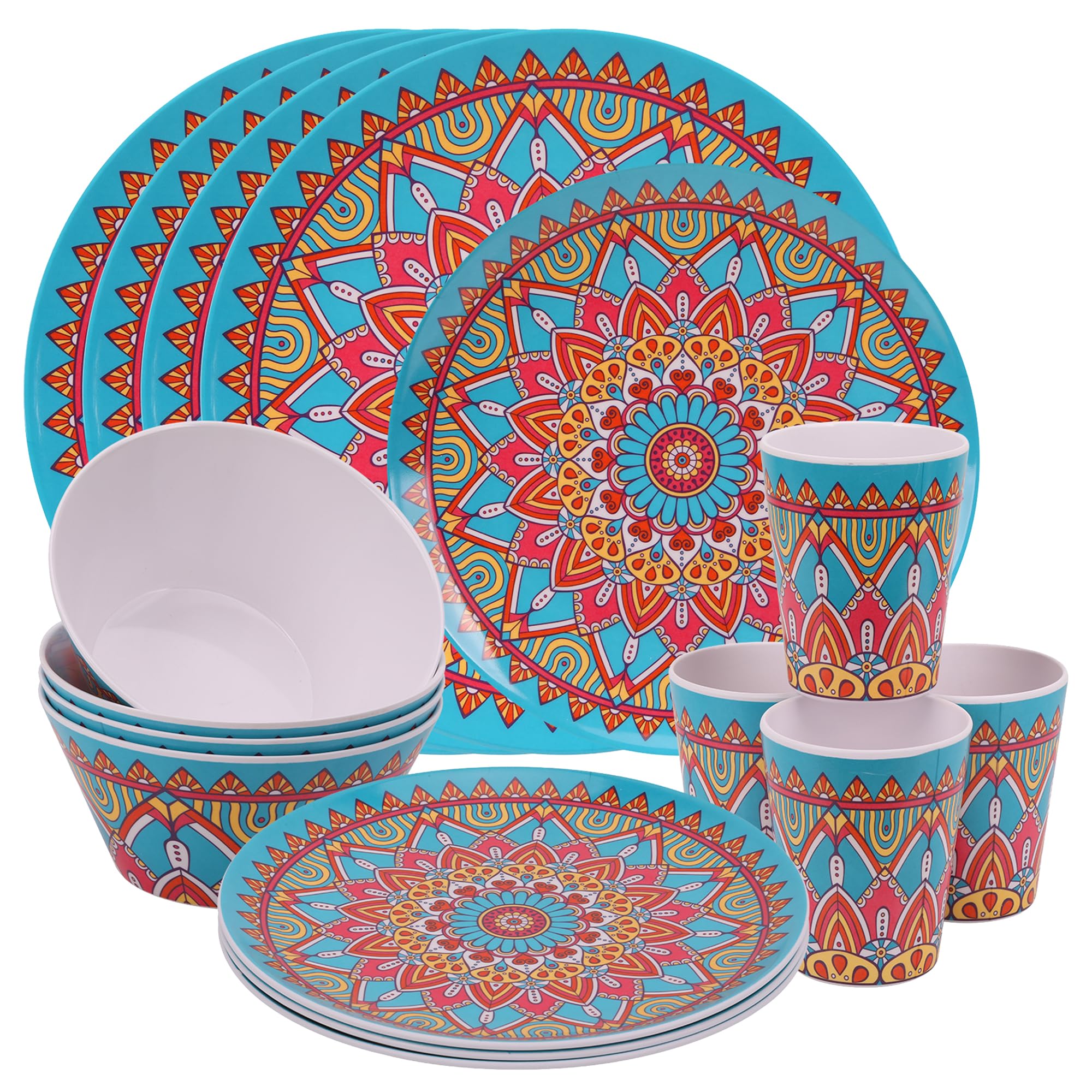 Sponsored Ad – WedDecor Melamine Dinnerware Sets for 4 People for Indoor Outdoor BBQ Garden Picnic or Camping Use, Durable and Lightweight Melamine Dinner Set with Moroccan Design Plate Bowl & Cups (Set of 16Pcs)