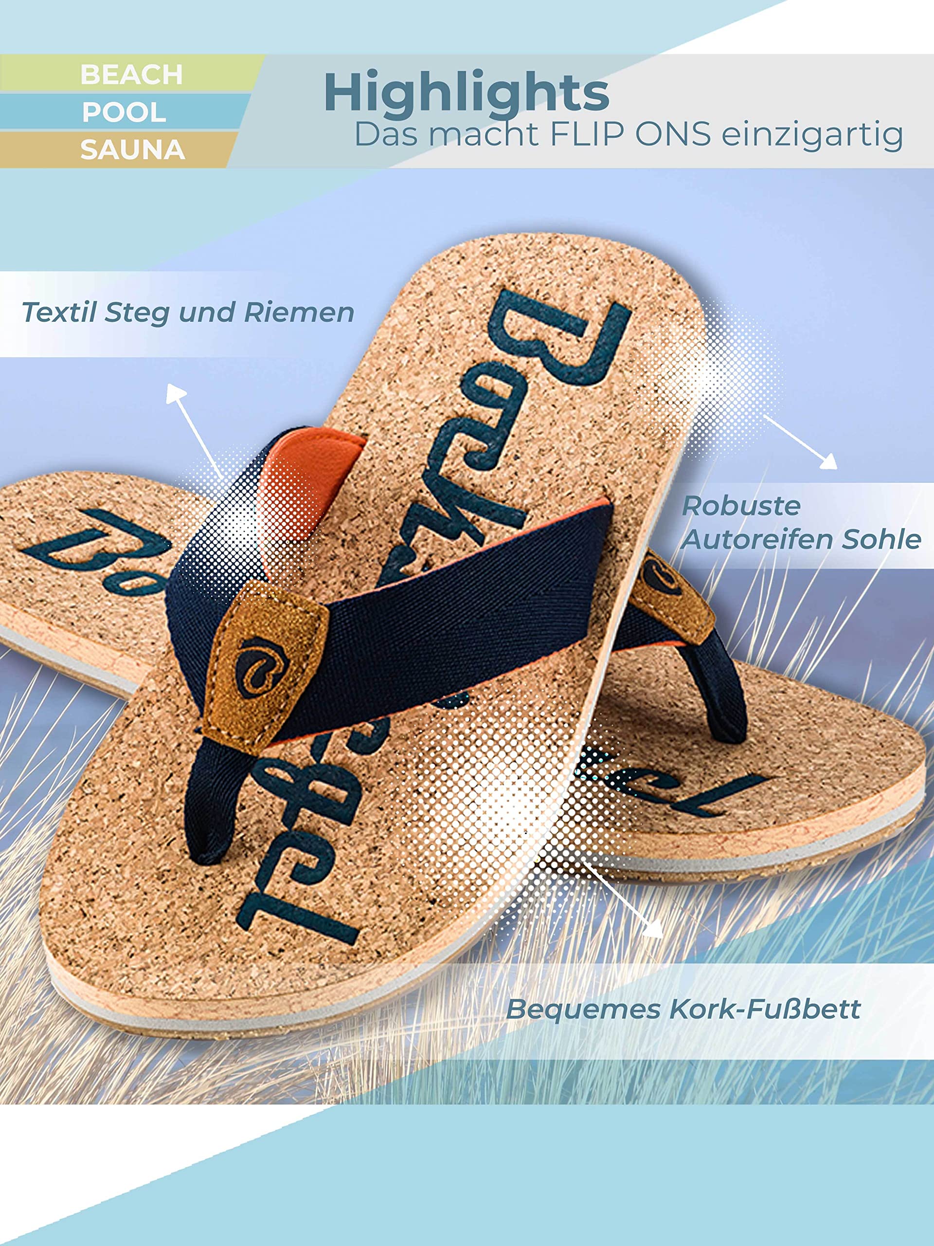 Ultrapower Flip-on Tongs pour Hommes et Femmes | Mules | Chaussons de Douche | Semelle antidérapante