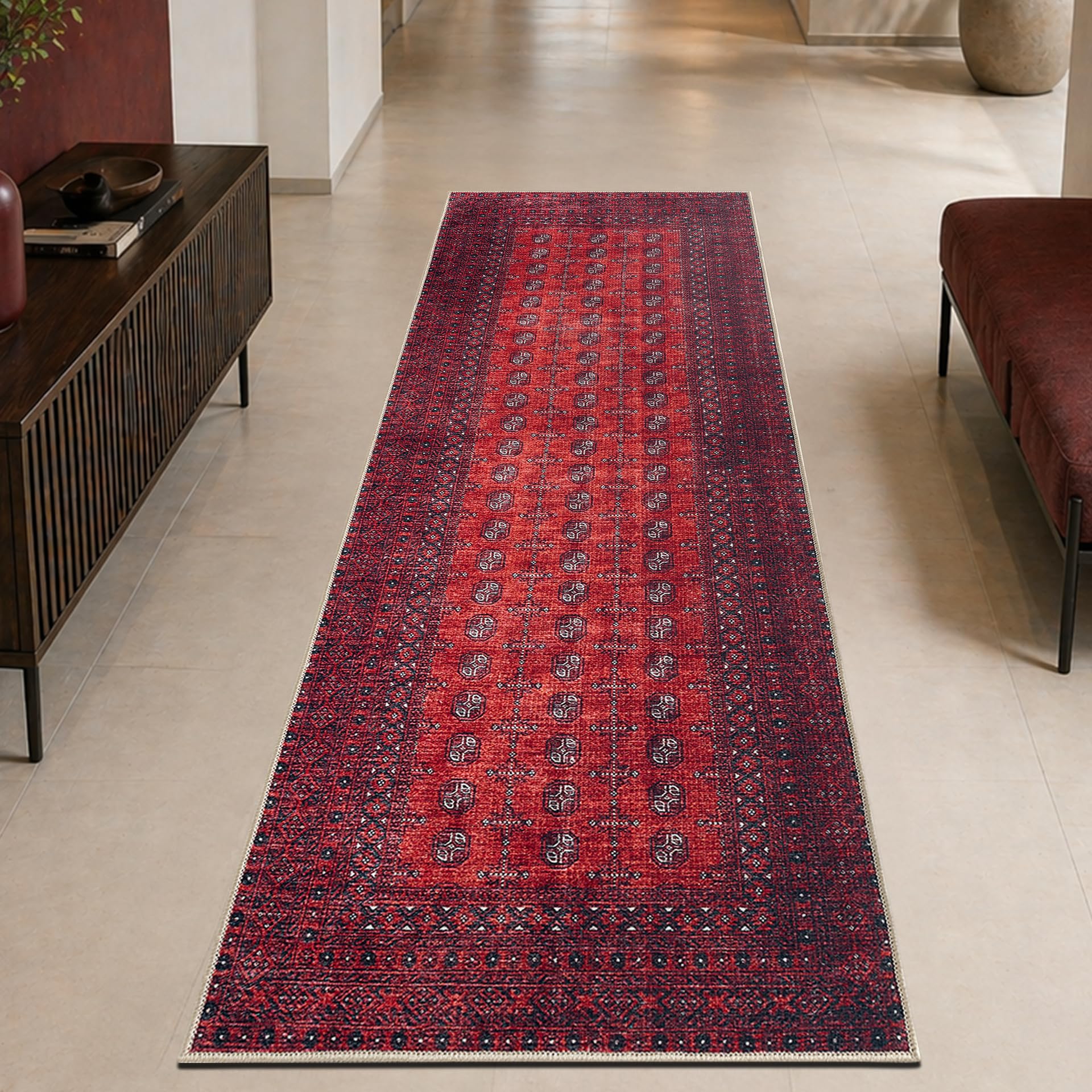 Photo 1 of **SIMILAR, MAY NOT BE EXACT ITEM**Keen Home Design 30"x84" Rug - Machine Washable Runner Rug with Non-Slip Backing, Ideal for Hallway, Entryway, Kitchen, Laundry Room - Vintage, Easy Clean, Durable, Low Pile Rug - (2'6" x 7')