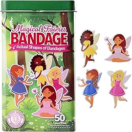BioSwiss Bandages, Magical Fairies Shaped Self Adhesive Bandage Set, Latex Free, Sterile Wound Care, 50 Count