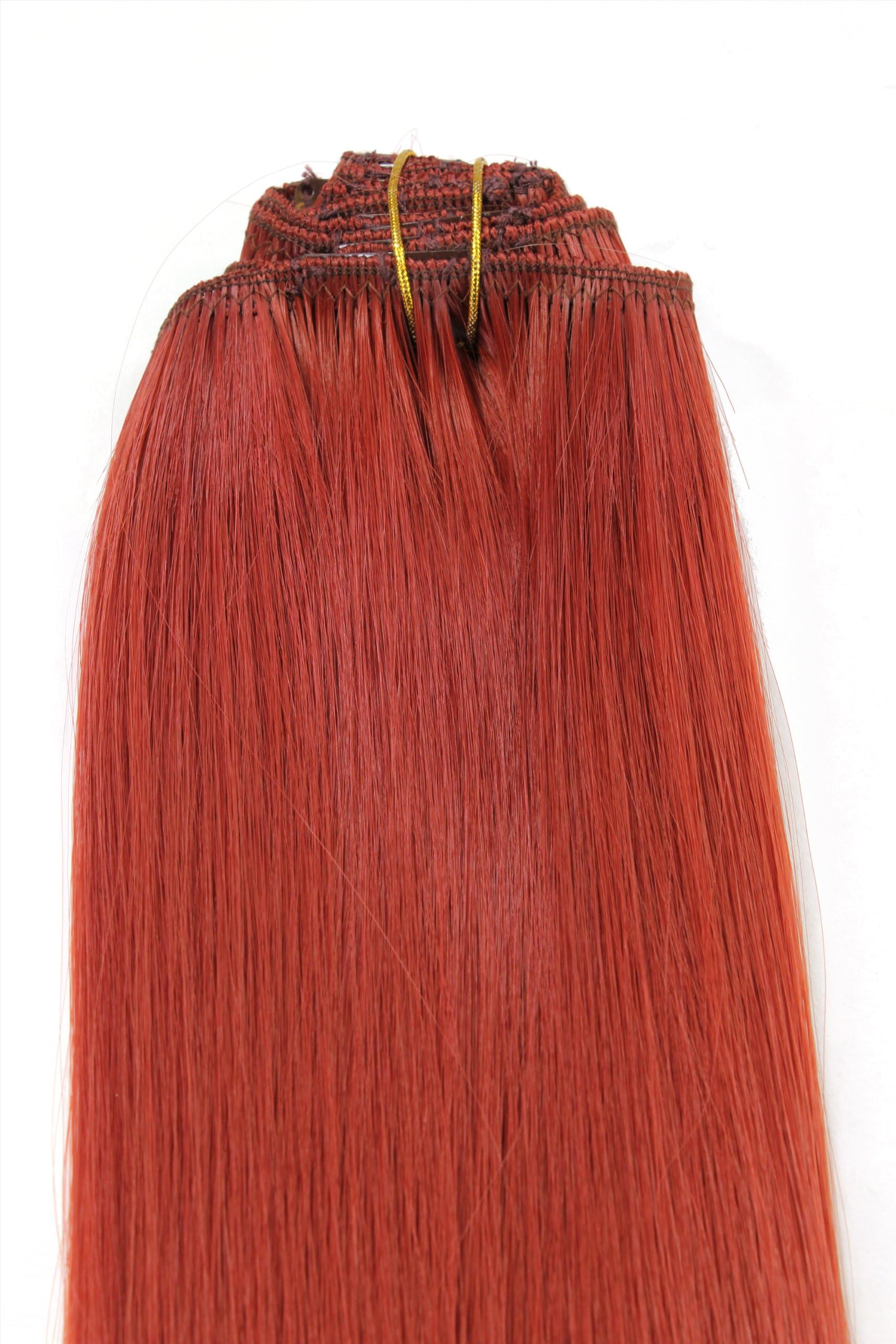 WIG ME UP - EX03-GG0-350 Clip-In Hair Extensions 8 pcs complete set, full head, different width, length 16inch inch, colour red 350