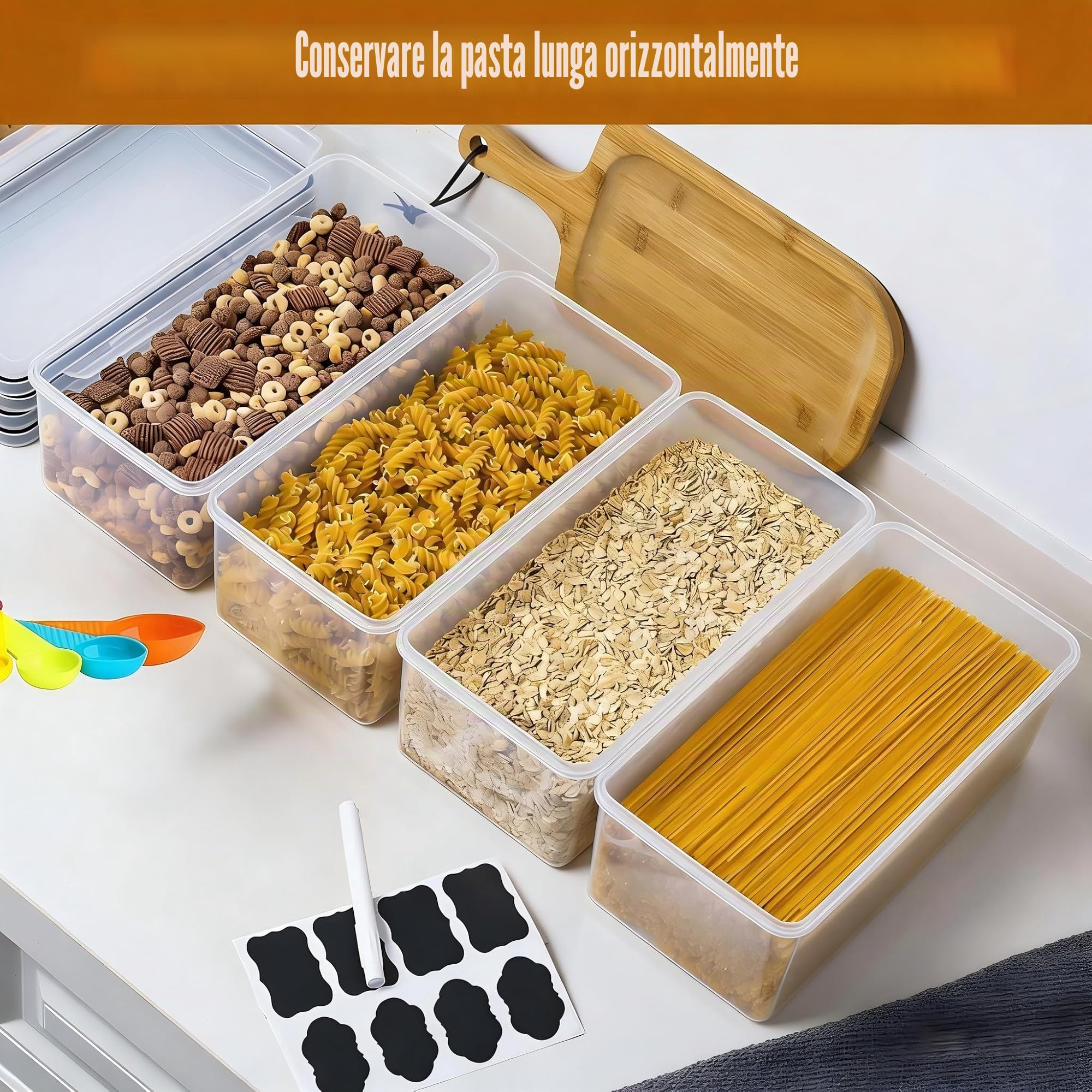4PCS 3.2L/108 OZ Contenitore ermetico per alimenti con coperchio, barattolo in plastica per la conservazione della pasta, organizzatore ermetico per la cucina senza BPA