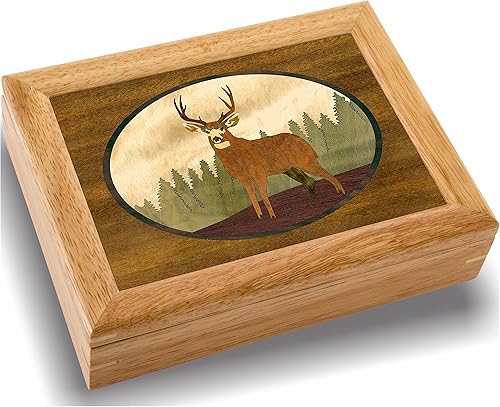 Miniatura 10 de Caja de arte de madera de ciervo  Hecho a mano en Estados Unidos  Joyeros y regalo  Calidad inigualable  Único, no hay dos iguales  Obra original de