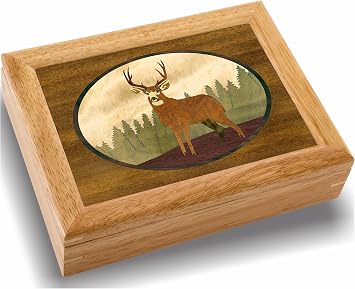 Deer Wood Art Trinket Jewelry Box & Gift - Handmade USA - Unmatched Quality - Unique, No Two are the Same - Original Work of Wood Art #2127 Lone Buck 6x8x2