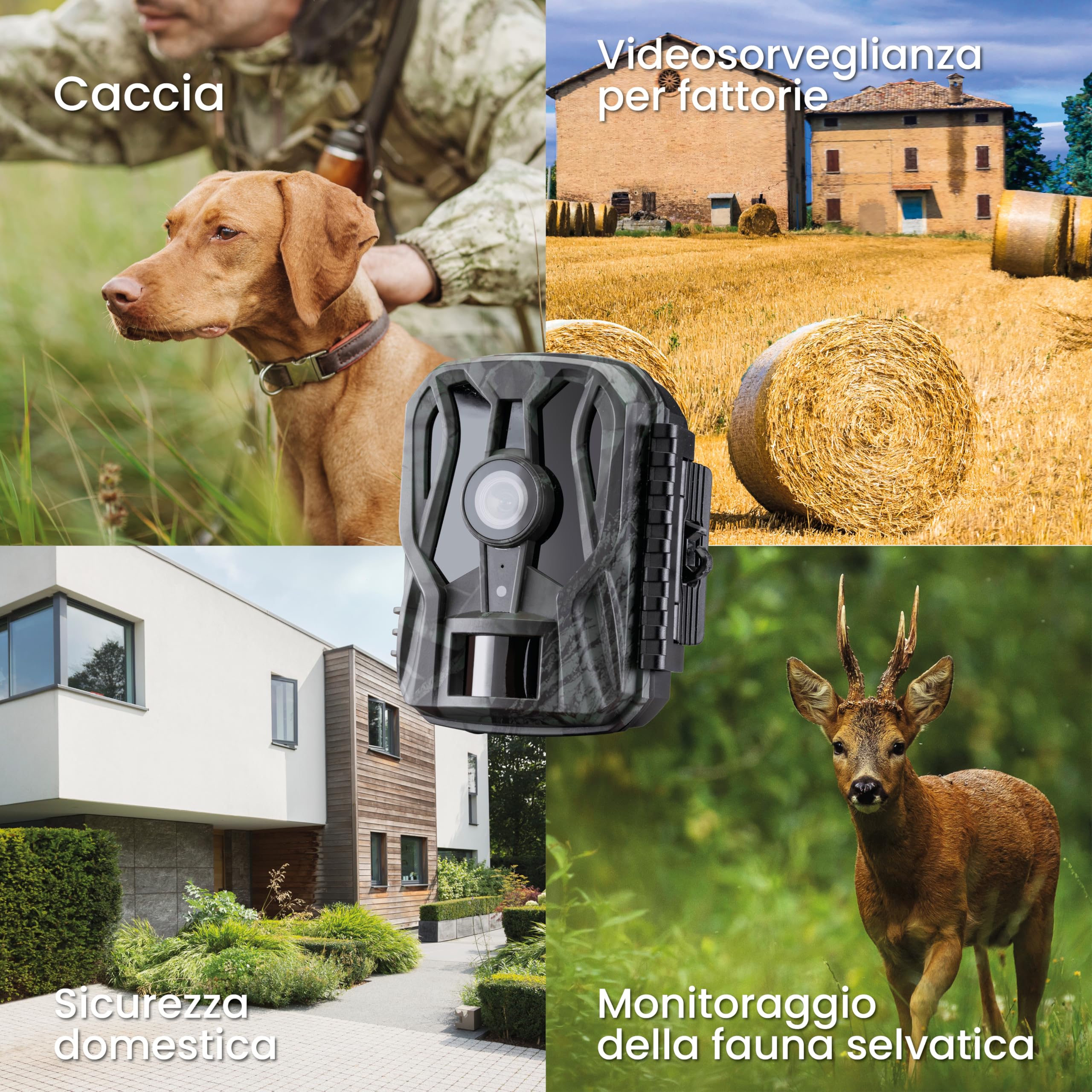 Midland - Fototrappola Wild Guardian, Videocamera 1080p, Visione Notturna con LED Infrarossi, Fotocamera da Caccia 20MP - Sensore Movimento 15m, Attivazione 0.4s, Display 2", per Monitoraggio Fauna