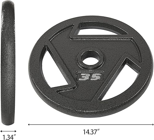 Miniatura 3 de BalanceFrom Powergainz - Placa olímpica de hierro fundido de 2 pulgadas para entrenamiento de fuerza y levantamiento de pesas, color negro,