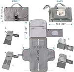 Kopi Baby Portable Diaper Changing Pad - Baby Diaper Changer Travel Bag with Wipes Pocket, Smart Design Portable Changing Mat, Infant Travel Station Kit, Gift for Newborn Girl & Boy - Grey, Classic