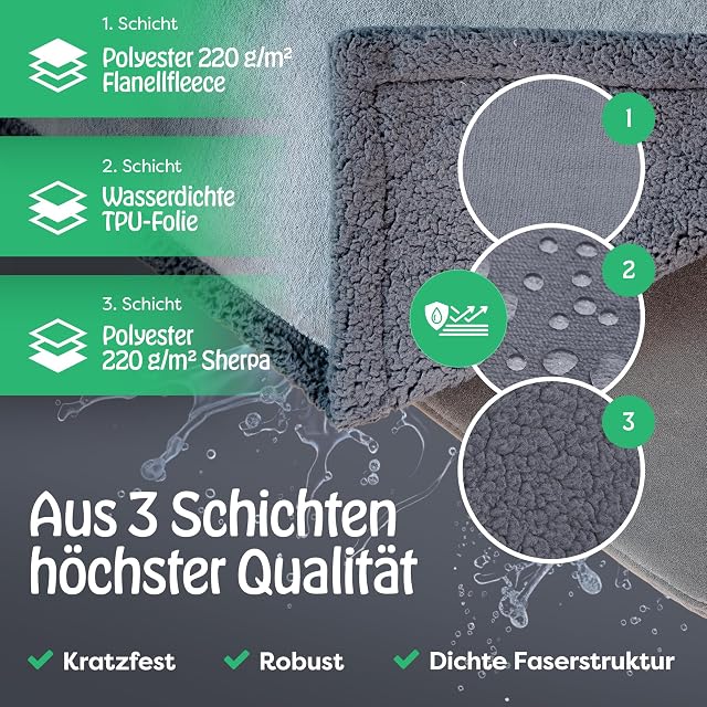 Foto 6 de 7 de petpurry® Manta impermeable para perros - 127 x 152 cm/XL/gris - Manta mullida para perros