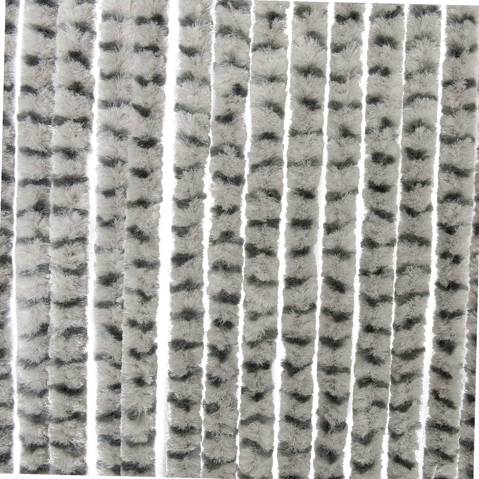 WerkaPro 10776 - Rideau de Port Chenille - 90 x 220 cm - Gris clair et Anthracite - Rideau Ajustable - Traité anti UV