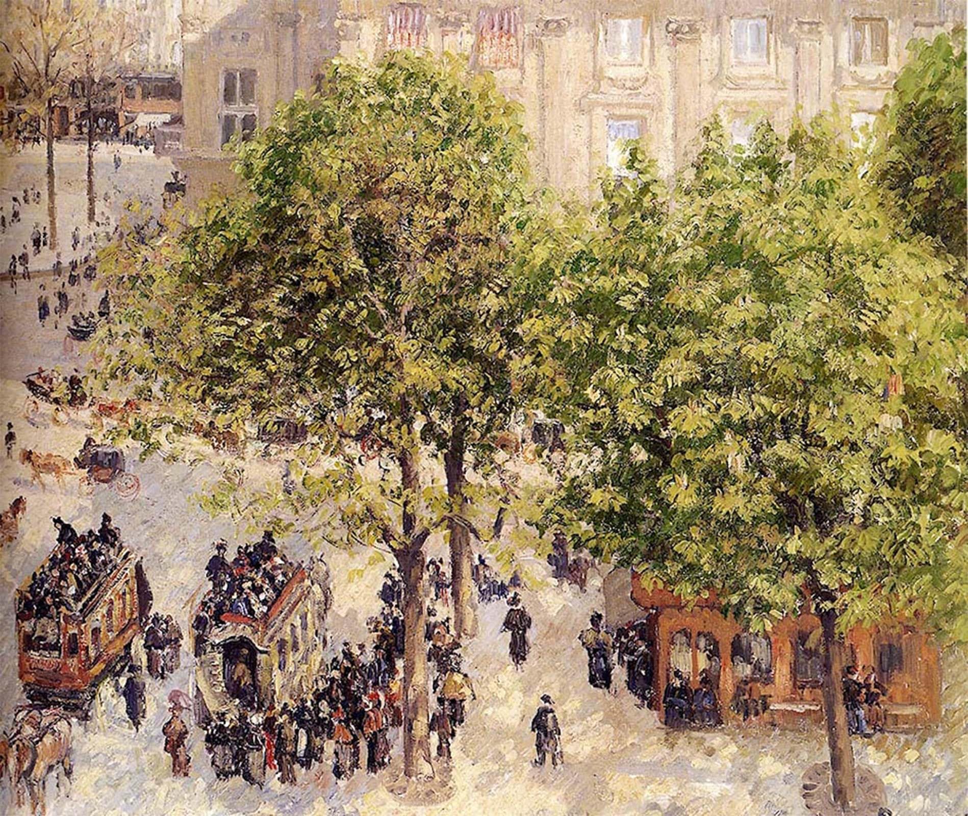 SERENDIPITP Abstract Painting Mural Print Picture Wall Decor Painting Place du Theatre Francais Camille Pissarro Vintage Wall Artwork for Home Decor 60x90cm