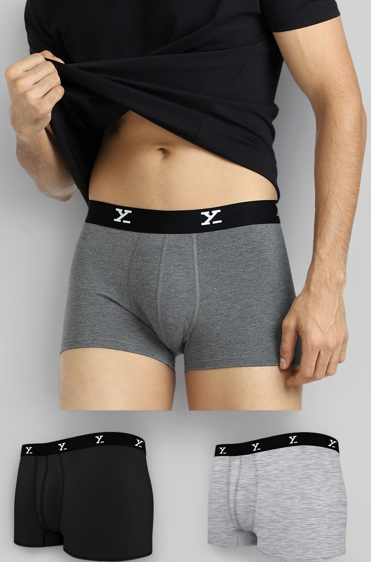 XYXX Men's Ace Modal Antimicrobial Trunks with No Marks Waistband (Pack of 3)