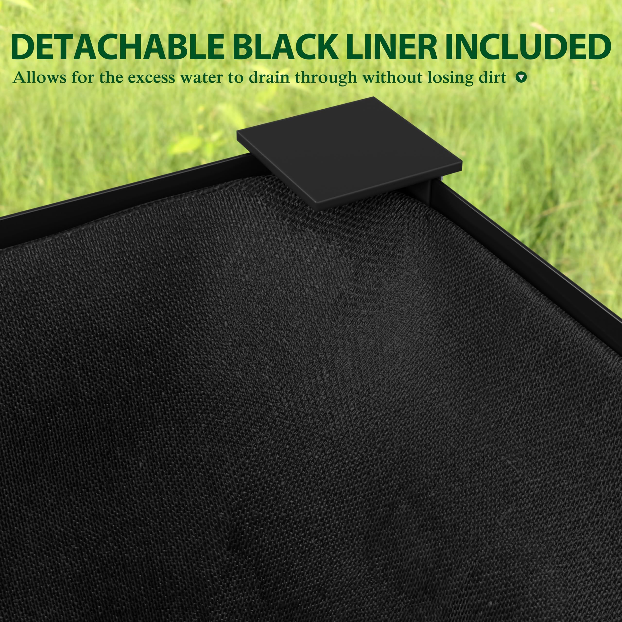 BlueWish 48" W x 24" D x 32" H Raised Garden Bed, Galvanized Garden Bed with Detachable Black Liner, Drainage Gaps, Raised Garden Beds Outdoor 507 lbs Capacity, Gardening, Vegetable, Flower, Rustic