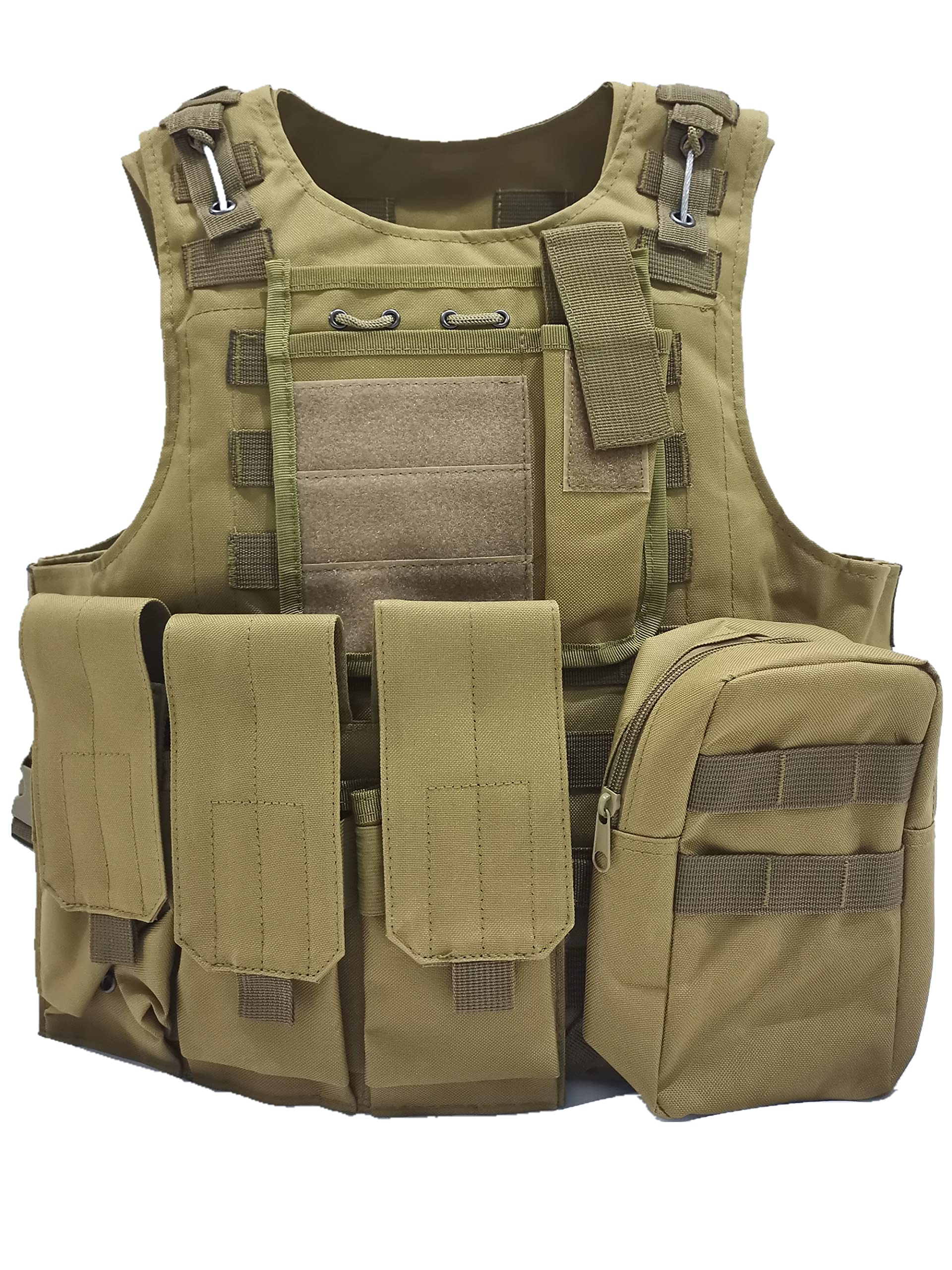 Merciyd Unisex Khaki Outdoor Military Tactical Vest - Field Game Wear, Paintball & Air Gun Protection, Hunting & Combat Training