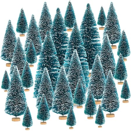FUTUREPLUSX Artificial Mini Christmas Trees, 20PCS Mini Pine Tree for Miniature Scenes Designing Christmas Table Top and Xmas Holiday Party Decor