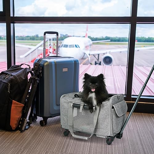 Miniatura 7 de Transportador de mascotas con ruedas para perros de hasta 15 libras - Transportador de perros aprobado por aerolíneas - Transportador de mascotas