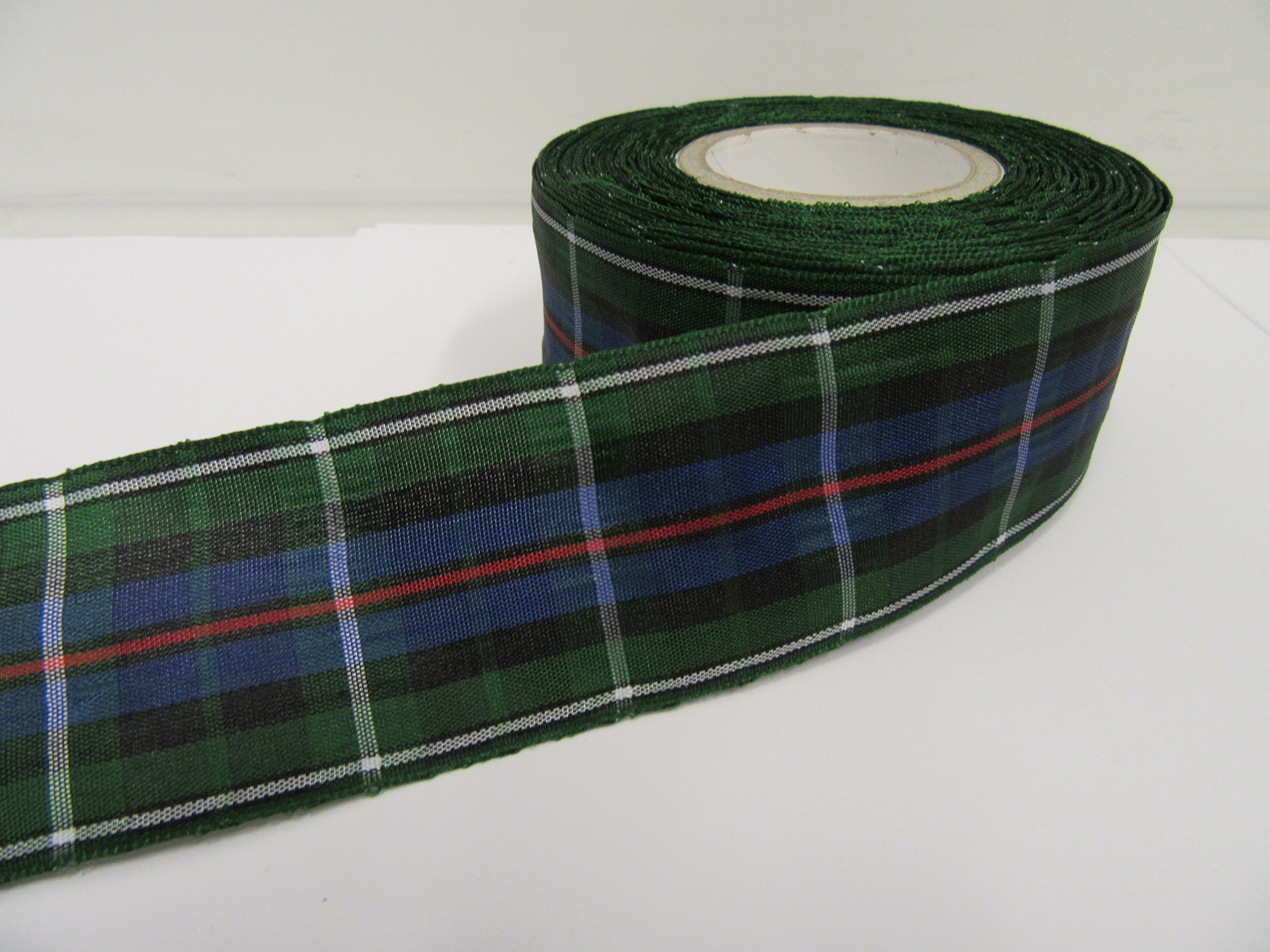 2 metres (Cut from Reel) x 38mm Mackenzie Tartan Ribbon Blue & Green Double Sided McKenzie 38 mm 3.8cm 1.5" 1.5 Inch