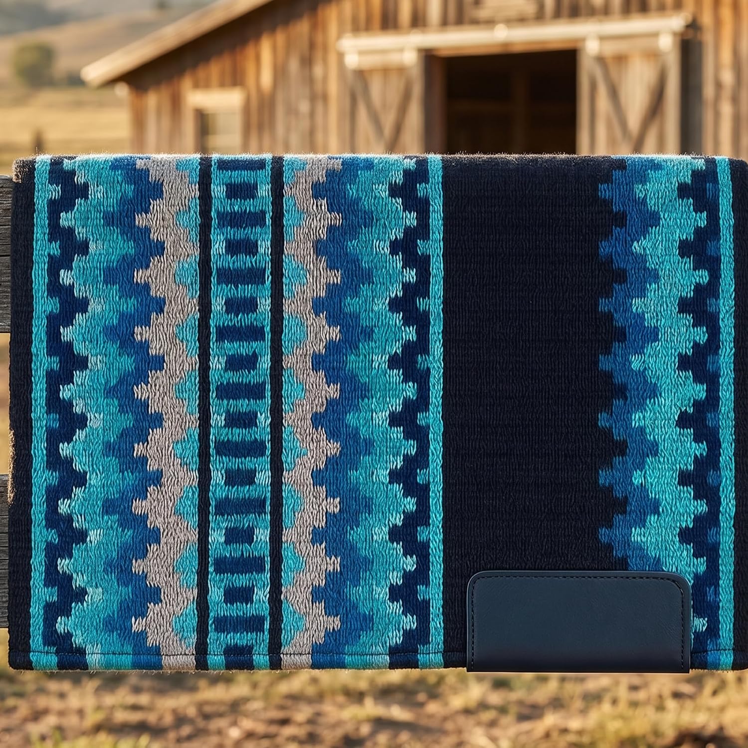 Western Show Saddle Pad/Blanket for Horses - Handmade Wool Saddle Blanket with New Zealand Design, Thick, Durable & Comfortable for Horse Riding M11 (Article No.34, 36” L x 42” W x 1)