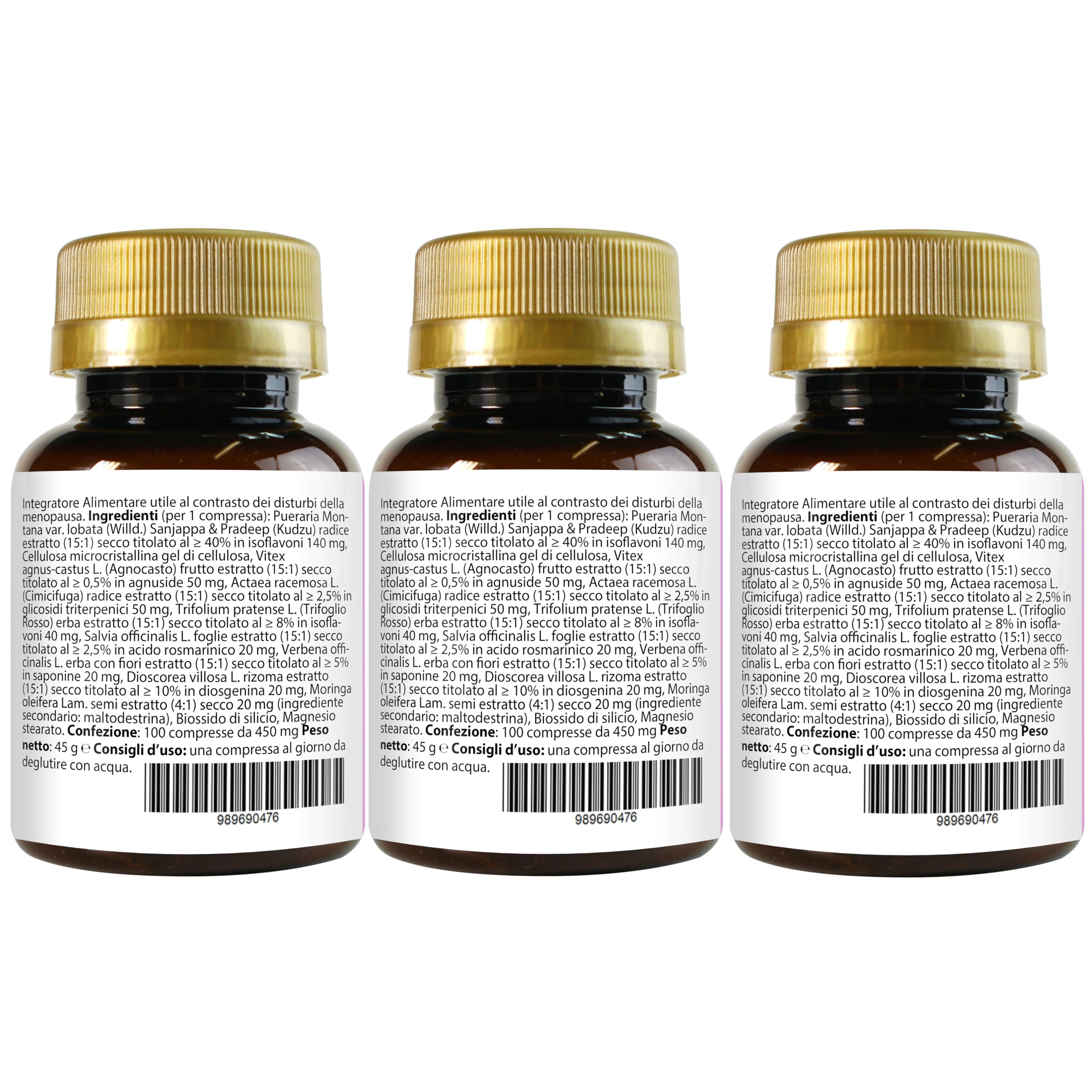 Kudzu e Trifoglio Rosso Ricchi in Isoflavoni, con Cimicifuga Agnocasto Moringa Salvia Dioscorea Verbena | Menopausa In Forma Complex 300 Compresse | Metabolismo, Peso, Rilassamento, Vampate