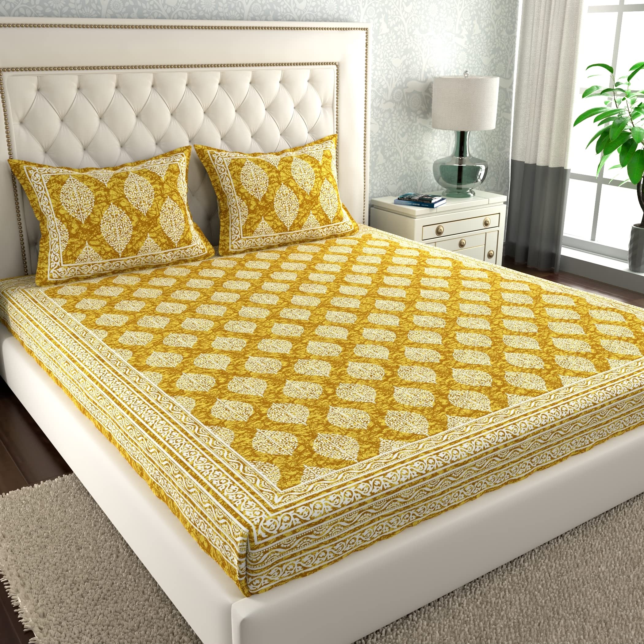 Jaipuri Cotton Bedsheets - 2 Double Sets with Pillow Covers -22