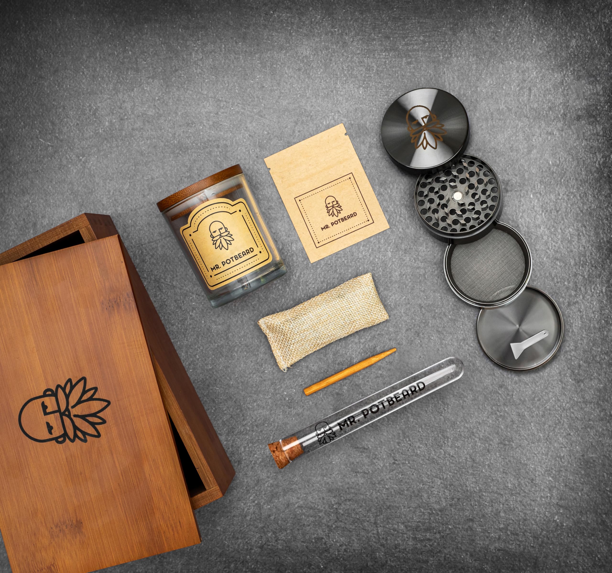 Stash Box Kit Gemaakt Van Bamboe Gedroogde Kruiden Opslag Accessoires Set Met Grinder Geurabsorber Incl 2 Luchtdichte Containers Stopgereedschap En Dienblad 664499189