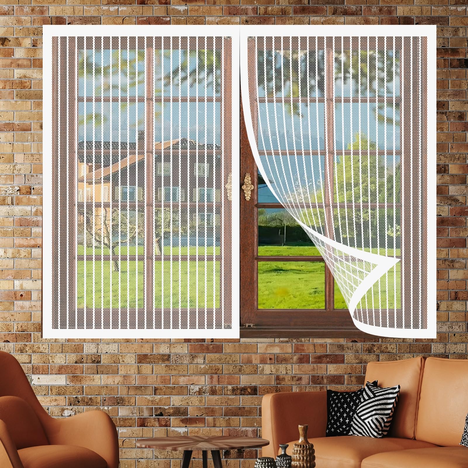 Magnetic Window Screen 146 x 200 cm No Drilling Required Fly Net for Windows Magnetic Closure Fitted to Multiple Windows, White