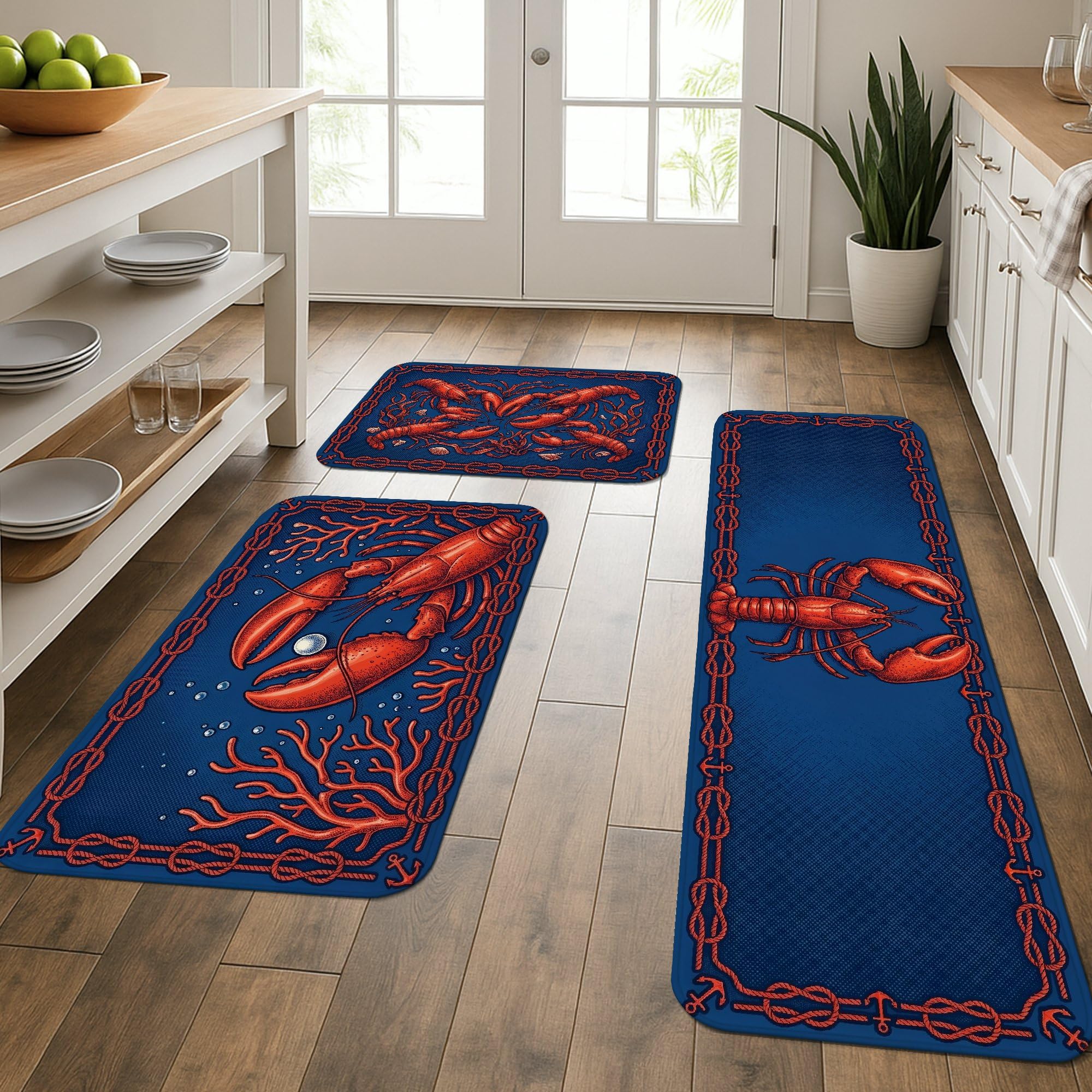 Alfombras suaves costeras de langosta para suelo de fregar, zona de lavandería y baño principal