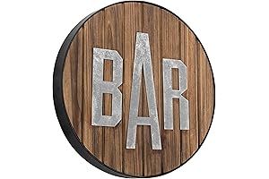 MyGift Rustic Burnt Wood Bar Sign for Home Bar Wall Decor