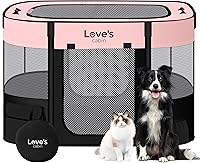 Love's Cabin Small Pink Puppy Playpen - Portable Foldable Dog Crate Tent for Cats & Small Pets Up to 10lbs, Indoor Outdoor Kennel with Carrying Case