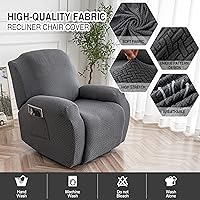 Vista 2 de Genina Funda para Silla Reclinable, Fundas Elásticas para Sillas Reclinables, Fundas para Sofá Reclinable de Rayas de Jacquard, Fundas Protectoras