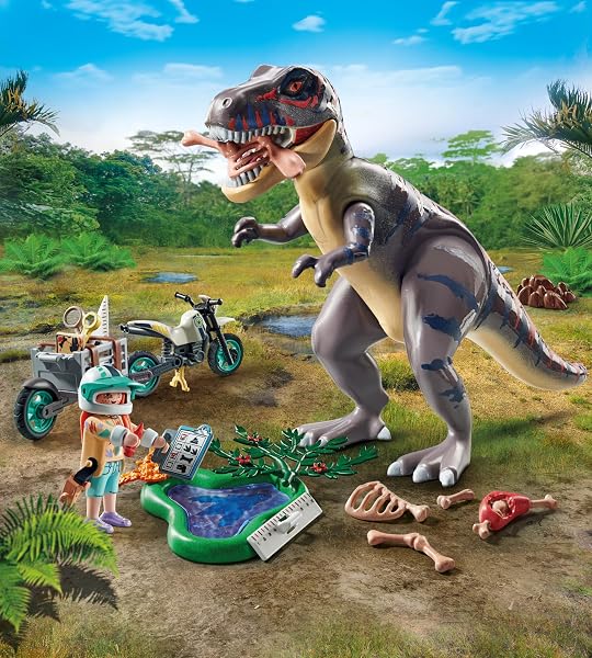Playmobil 71524 Explorateur avec Moto et tyrannosaure - Recherche du T-Rex - Gamme Dinos fabriquée avec Plus de 80% de matériaux recyclés ou biosourcés en Moyenne - Univers Dinos - Dès 4 Ans - 3