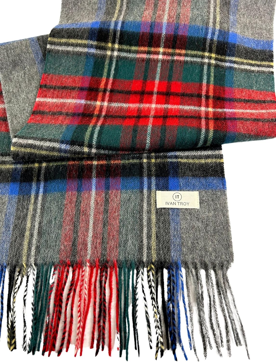 Ivan Troy Men’s Plaid Scarf – 100% Wool, Multicolor Winter Fashion Accessory