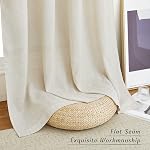 NICETOWN Rideaux de lin naturels 84 Inch Long pour la chambre à coucher, filtre de lumière Confidentialité Rideaux Grommet Top Soft Linen Smooth Sheer Fenêtre Texturé Draps pour la cuisine, 55 W x 84 L, 2 Pcs