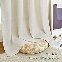 Vista 8 de NICETOWN Cortinas de lino traslúcidas de lino para sala de estar de 95 pulgadas de largo, 2 paneles, bolsillo para barra y pestaña trasera, cortinas