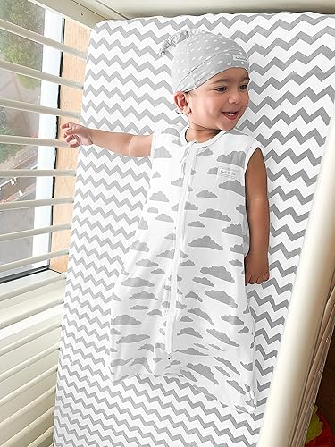 Miniatura 8 de BaeBae Goods Sábanas de cuna prémium para bebés, niños y niñas, paquete de 4, juego de sábanas bajeras de punto de jersey, suave y transpirable,