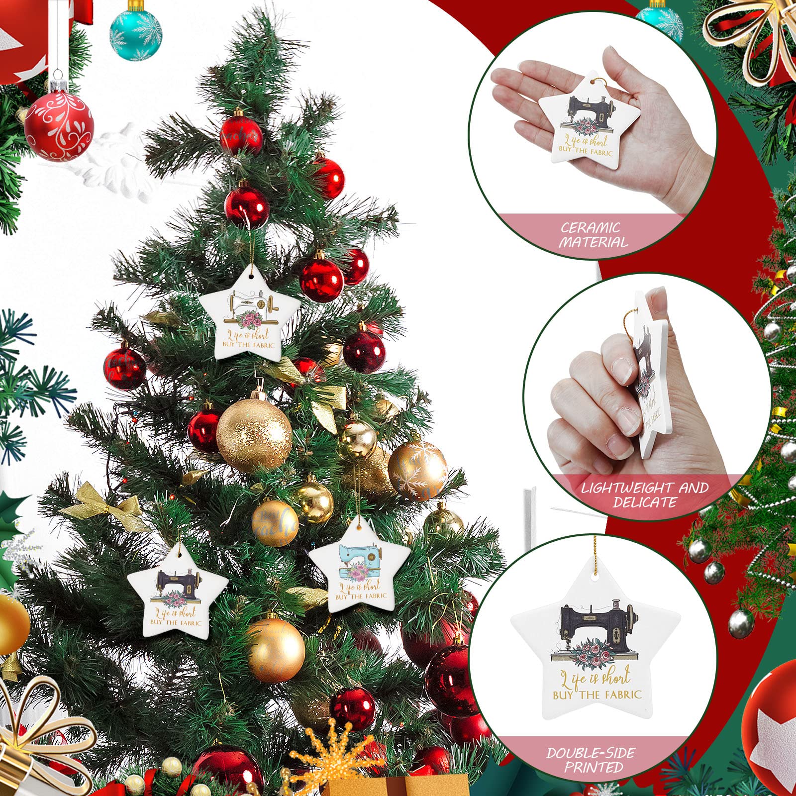 Amazon.co.jp : 3ピース ミシン オーナメント セラミック 星型