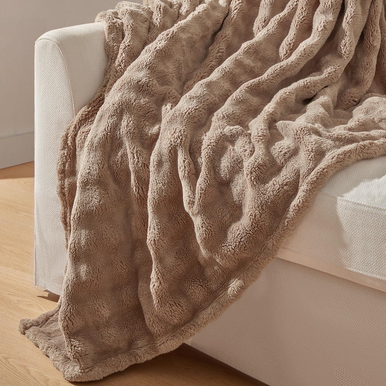 Topfinel Manta Termica Polars,Tela de Burbujas Termica Suave y Segura,Oeko-Tex,Apta para Cama 180, Mantas de Cama de Invierno Aptas para Bebe Perro y Gato en Sofa Picnic y Playa,Marrón,130 x 150 CM