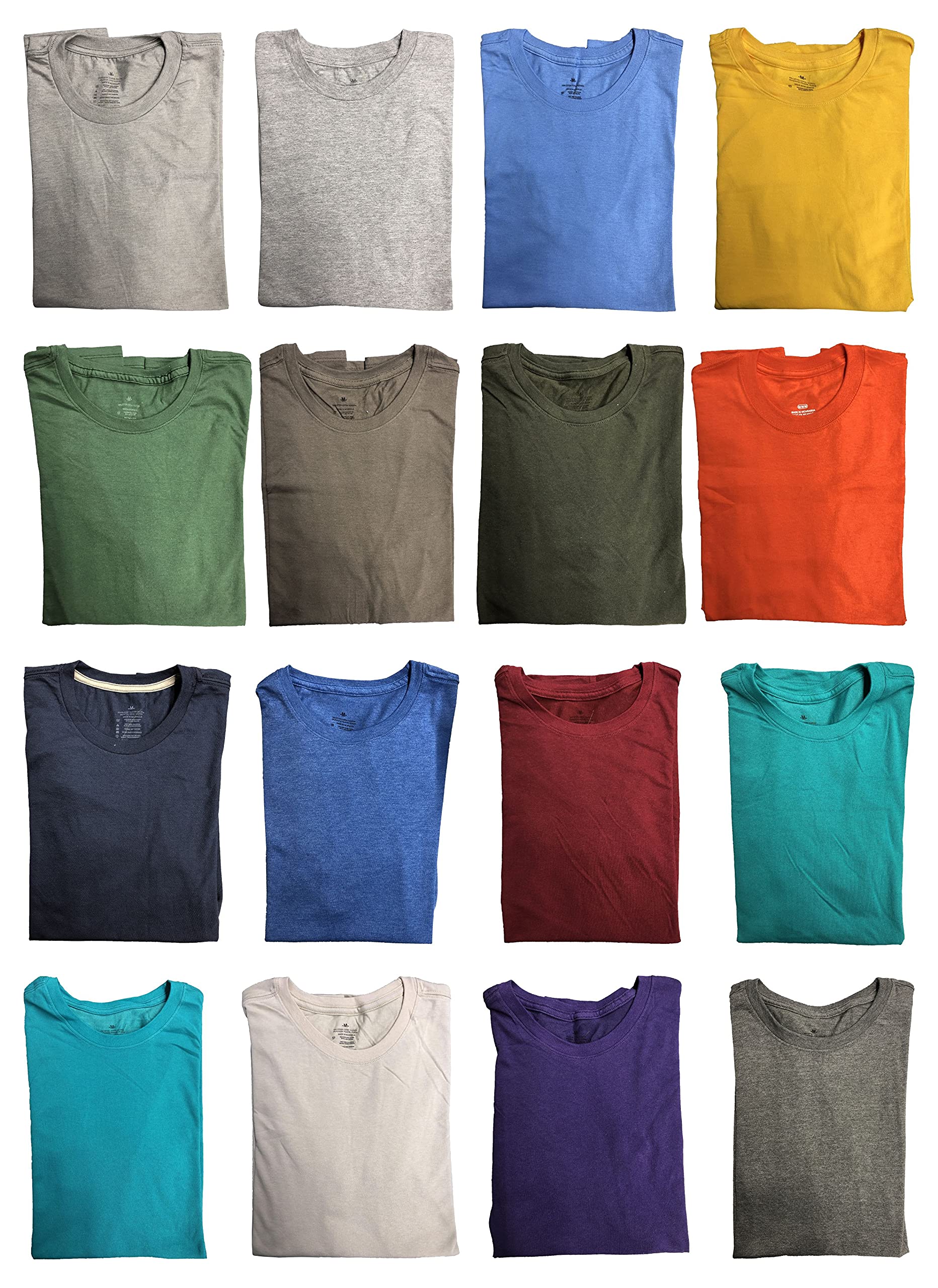 SOCKSNBULK Mens Cotton Crew Neck Regular T-Shirts Bulk Short Sleeve Lightweight Tees Mix Colors