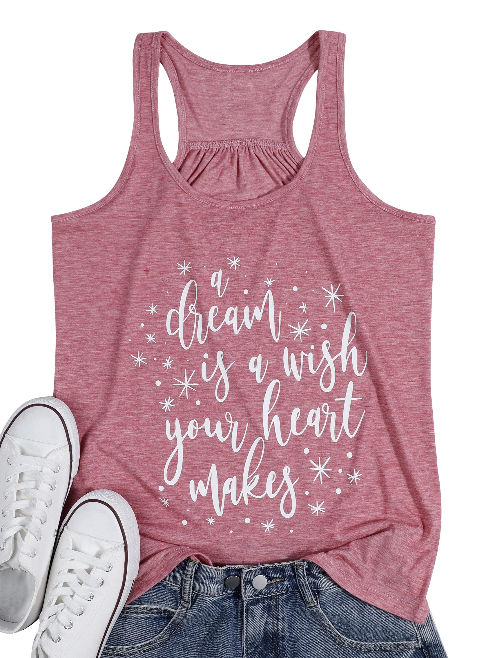 A Dream is A Wish Your Heart Makes Tank Tops Women Summer Funny Letter Print Casual Sleeveless Tank Tops