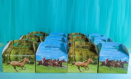 Miniatura 6 de C L cooper life Paquete de 12 cajas de regalo para fiestas de caballos, decoración de fiesta de caballo, decoración de fiesta temática de caballo,