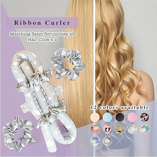 Miniatura 10 de Diadema de seda sin calor, rulos sin calor, rizadores con cintas para dormir, rizadores de pelo de onda suave, herramientas de peinado para cabello