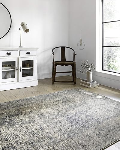 Miniatura 1 de Loloi II Teagan Collection TEA-05 - Alfombra contemporánea de 5 pies y 3 pulgadas x 7 pies y 6 pulgadas, tono mezclilla y losa (DenimSlate)