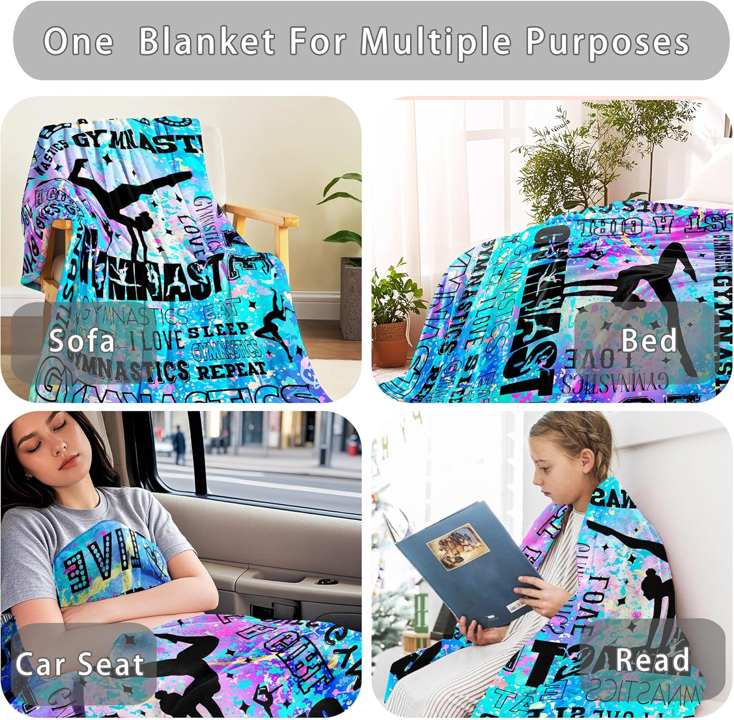 Gymnastics Blanket Gifts for Girls Ultra Soft Flannel Gymnastics Throw Blankets Gymnast Lovers Merch Stuff Gifts for Kids Adults 50X40
