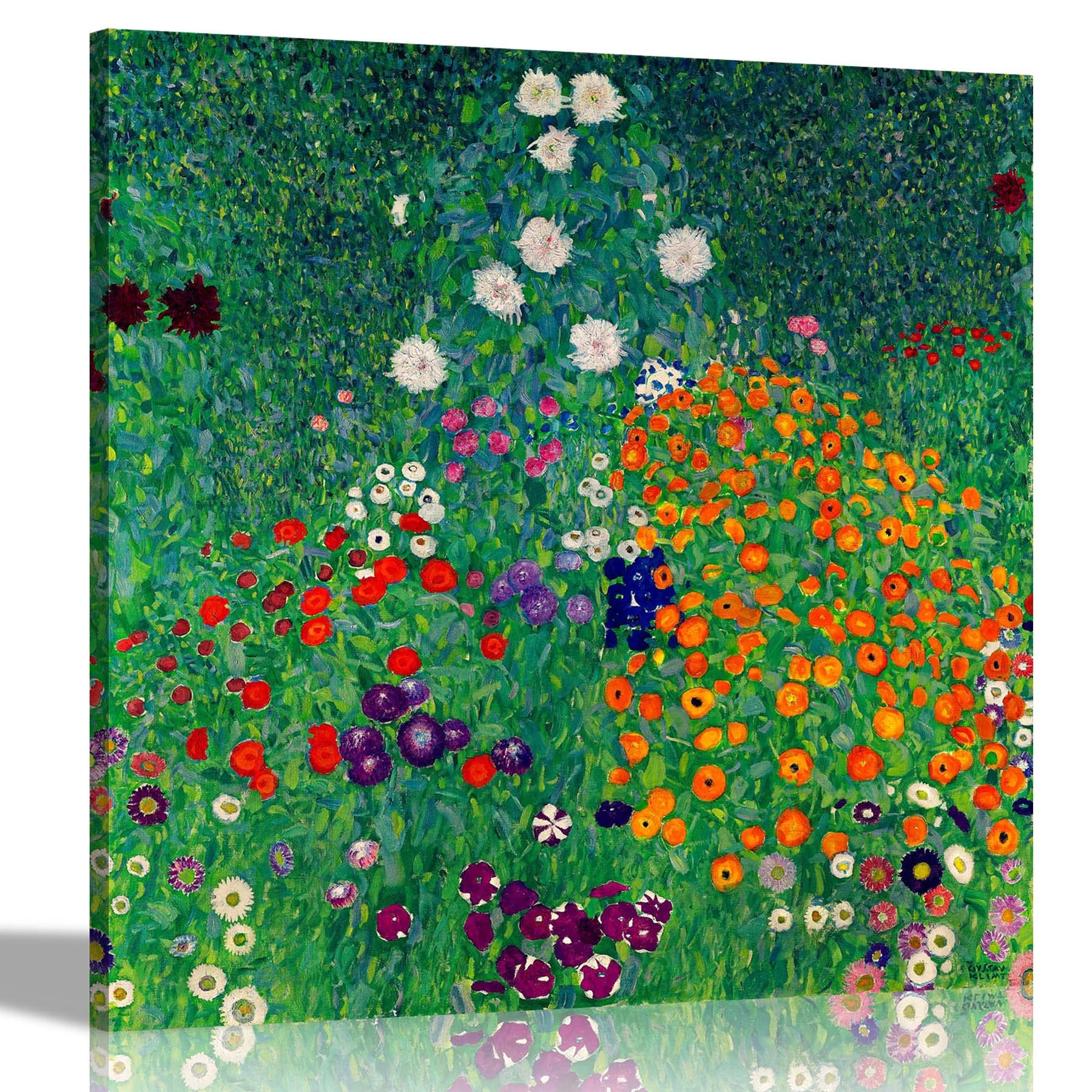 Artley Prints Green Flower Garden By Gustav Klimt Canvas Pictures Wall Art Prints Home Decor Hanging Photos Impressionism 51 X 51Cm (20 X 20 Inches)