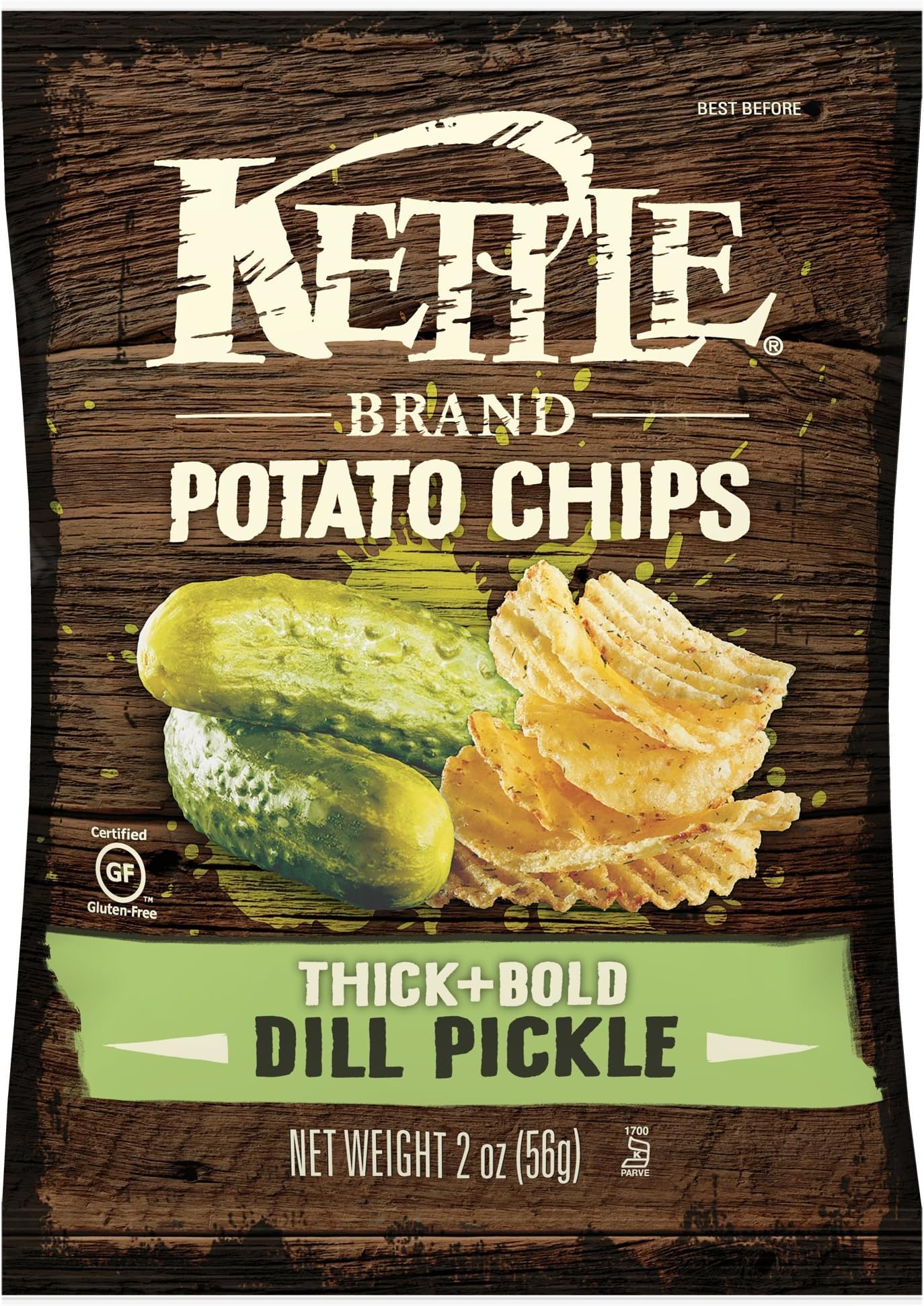 Thick and Bold Potato Chips, Dill Pickle, 2 Ounce Bags (Pack of 24)